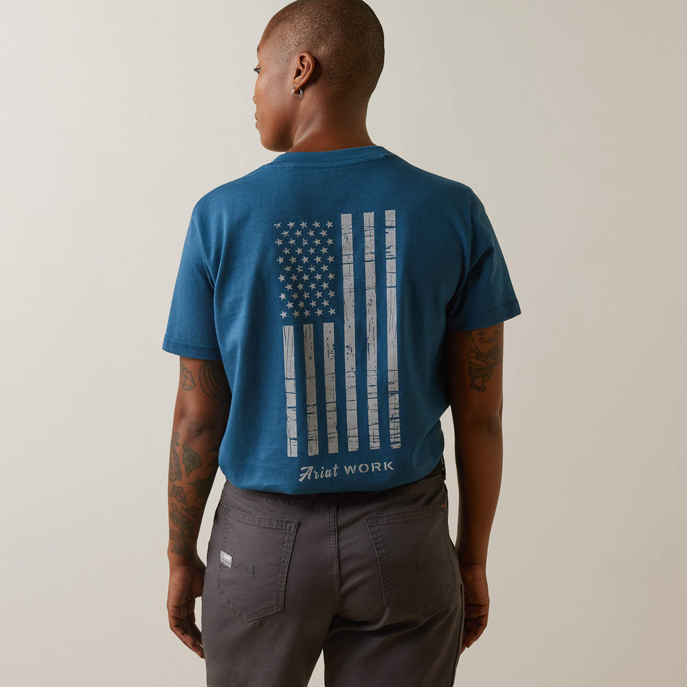 Rebar Cotton Strong American Flag Graphic T-Shirt - Women