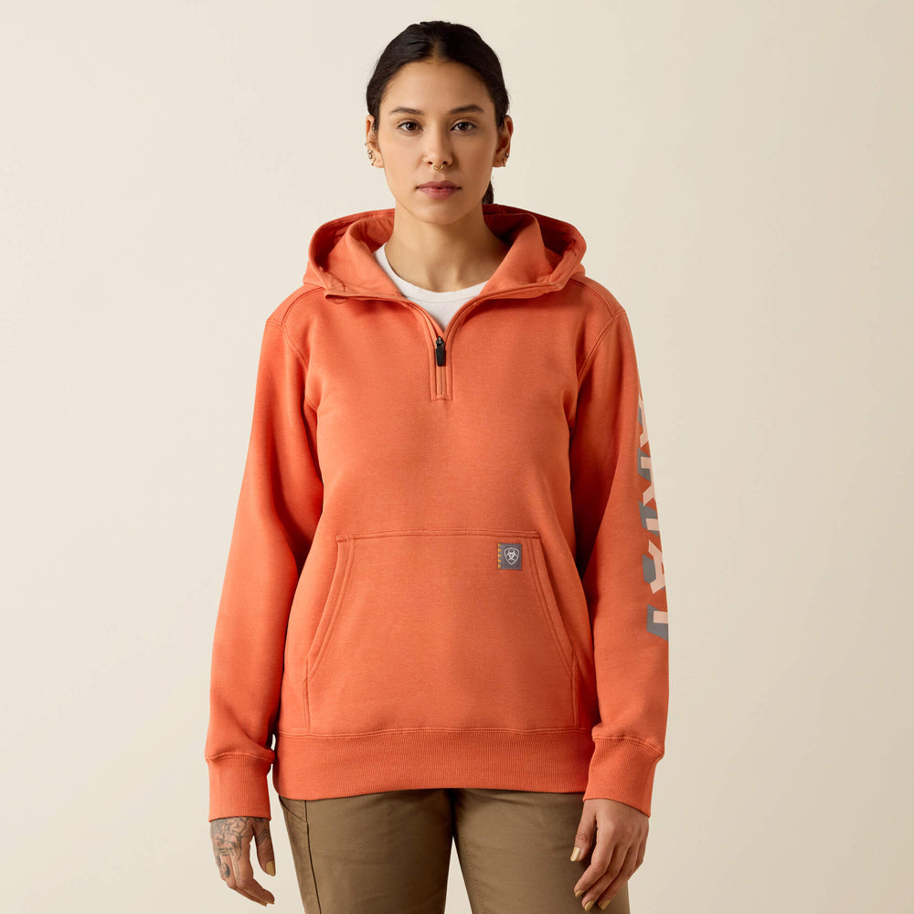 Rebar Lightweight Logo 1/2 Zip Hoodie - Women