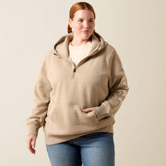 Rebar Lightweight Logo 1/2 Zip Hoodie - Women