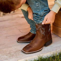 Tombstone Wide Square Toe Western Boot - Kids