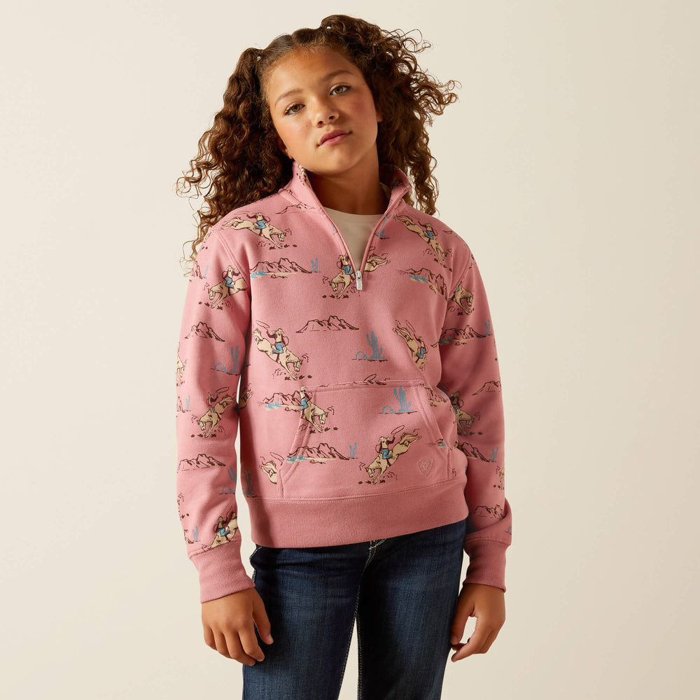 Bronc Scene 1/4 Zip Sweatshirt - Kids