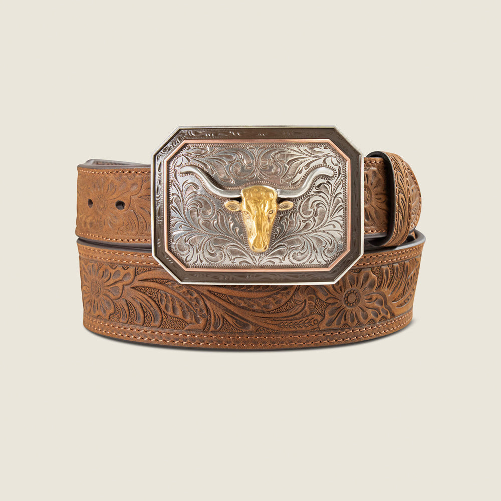 Floral Embossed Belt - Men