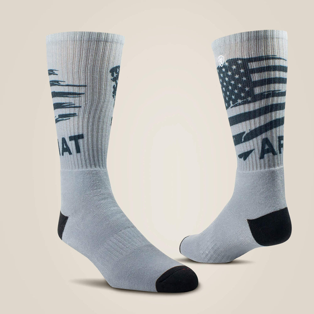 Patriot Graphic Crew Work Sock 2 Pair Multi Color Pack - Men