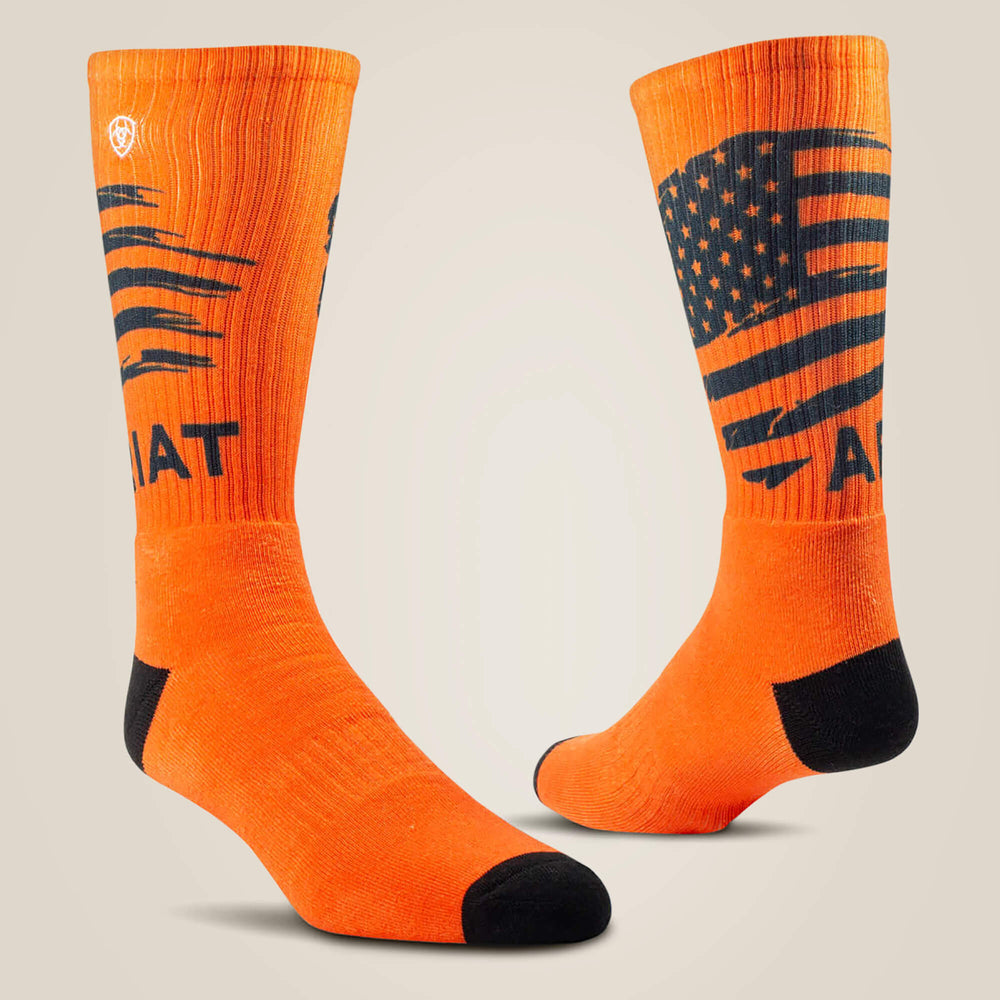Patriot Graphic Crew Work Sock 2 Pair Multi Color Pack - Men