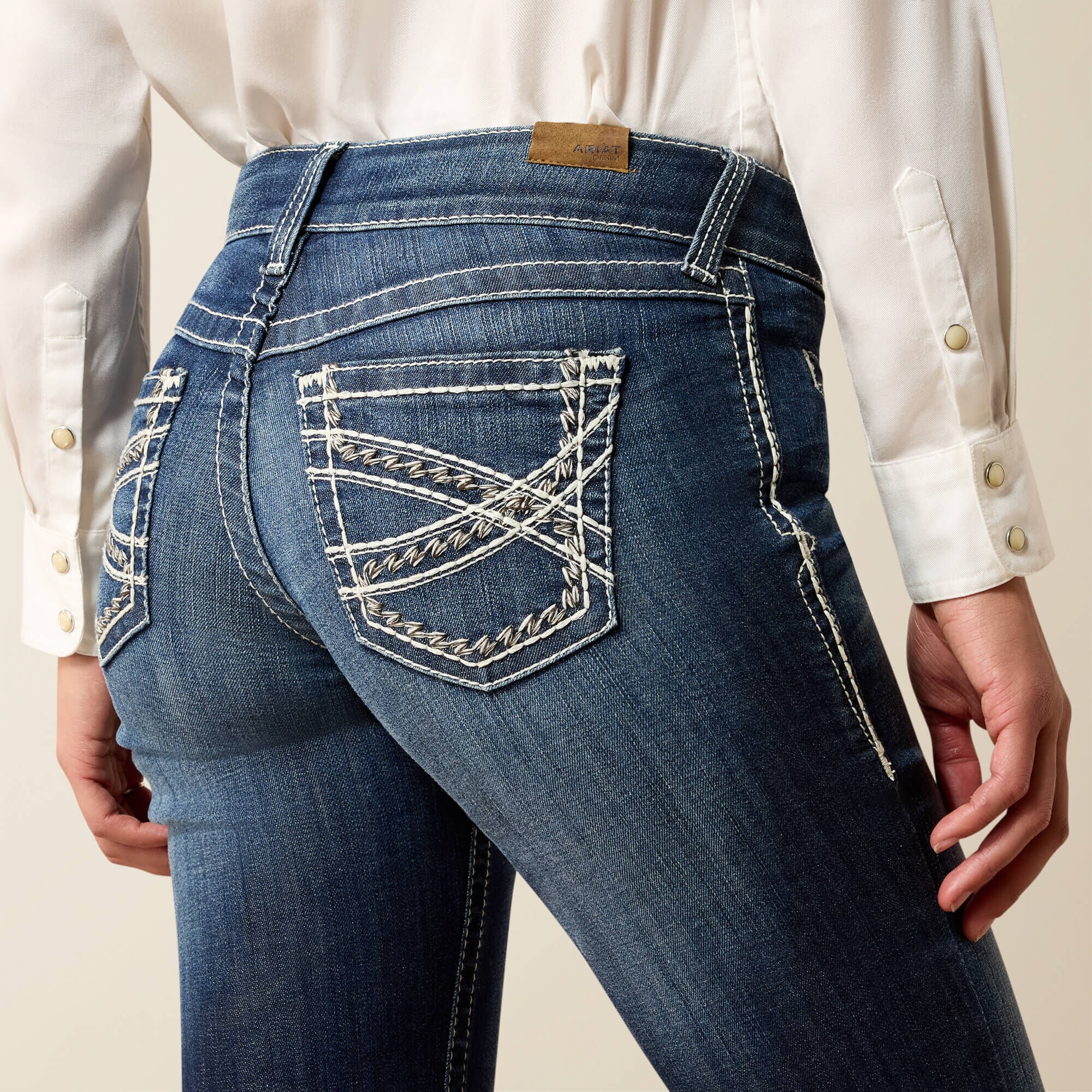 Trouser Mid Rise Stretch Entwined Wide Leg Jean - Women|Trends