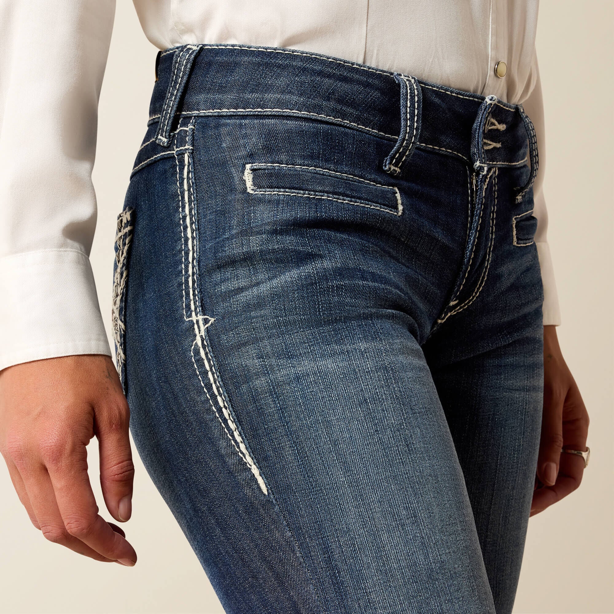 Trouser Mid Rise Stretch Entwined Wide Leg Jean - Women|Trends