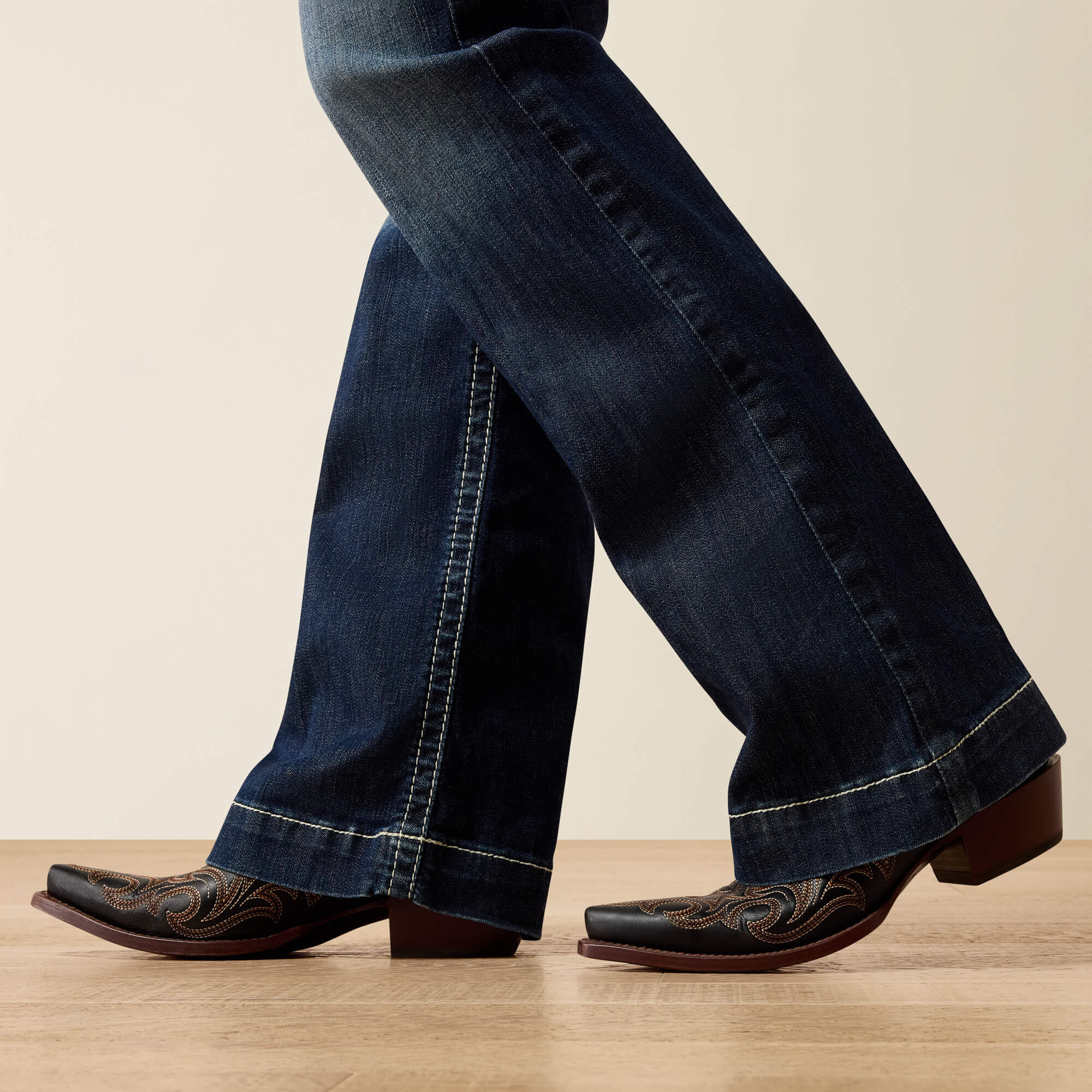 Trouser Mid Rise Stretch Entwined Wide Leg Jean - Women|Trends