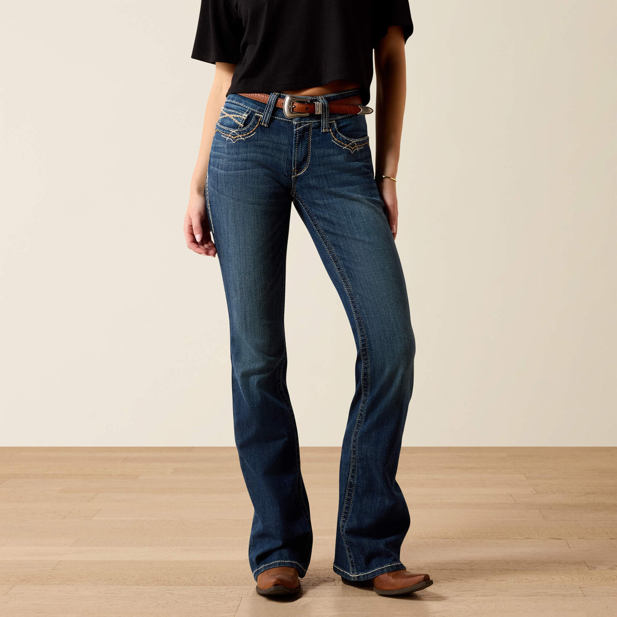 R.E.A.L. Mid Rise Stretch Entwined Festival Boot Cut Jean - Women
