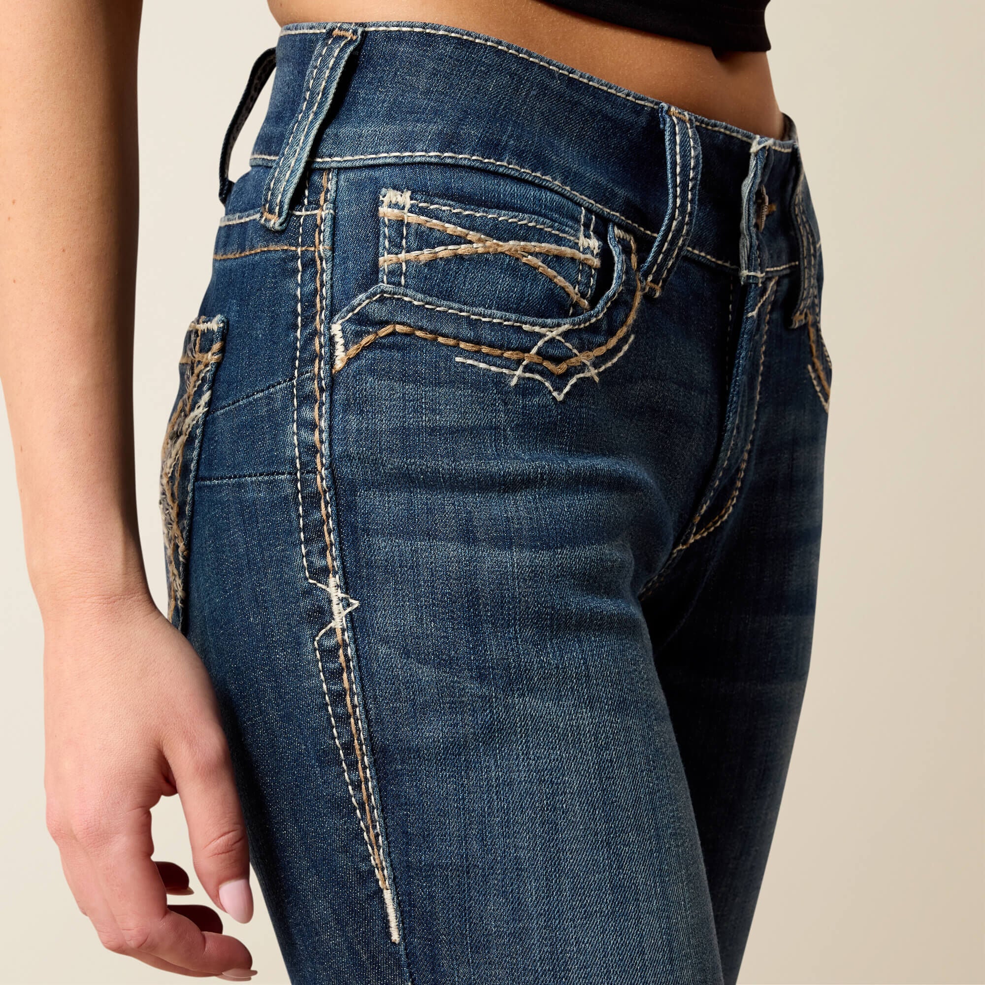 R.E.A.L. Mid Rise Stretch Entwined Festival Boot Cut Jean - Women