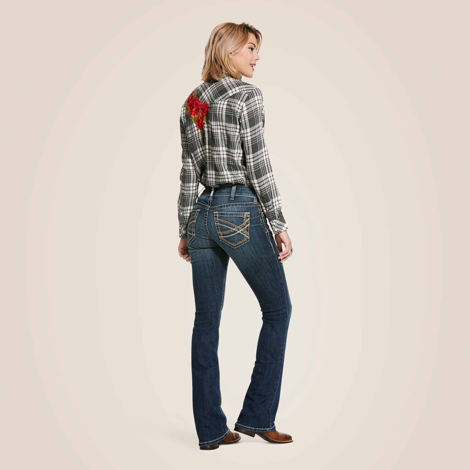 R.E.A.L. Mid Rise Stretch Entwined Festival Boot Cut Jean - Women