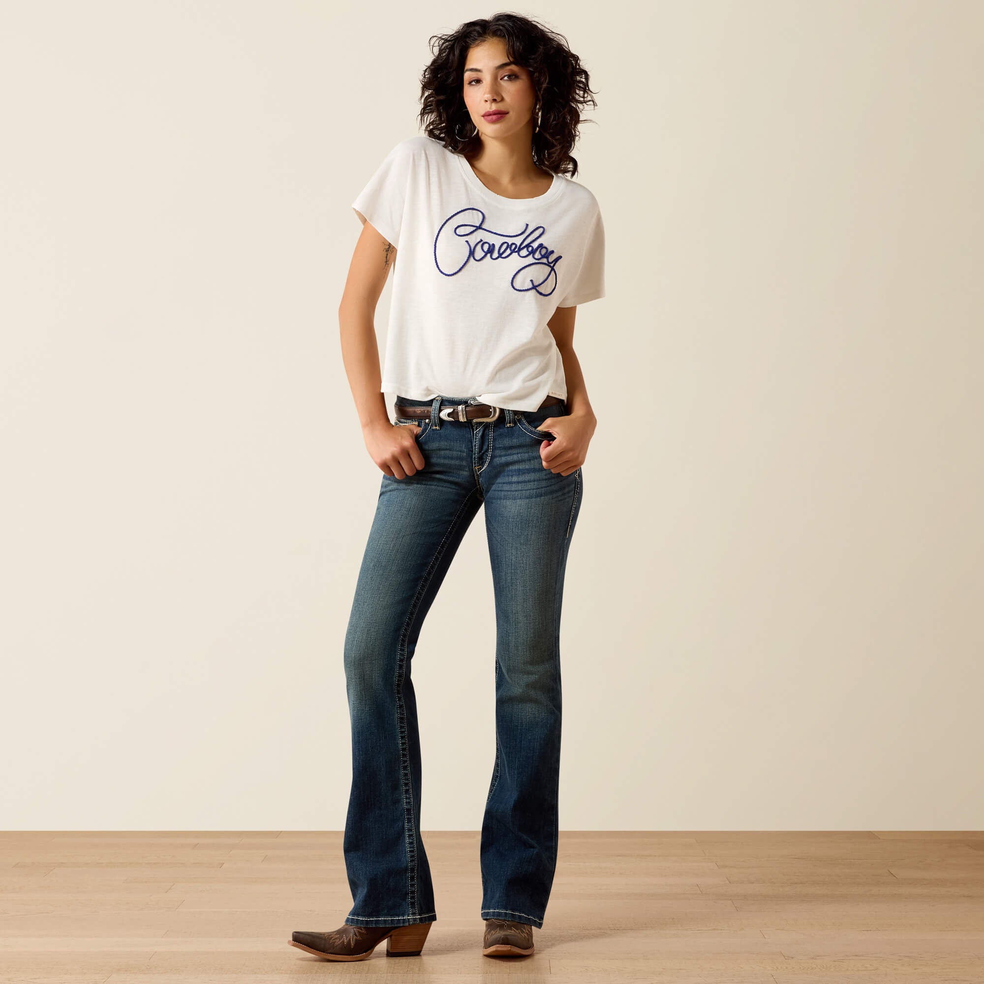 R.E.A.L. Mid Rise Stretch Whipstitch Boot Cut Jean - Women|Trends