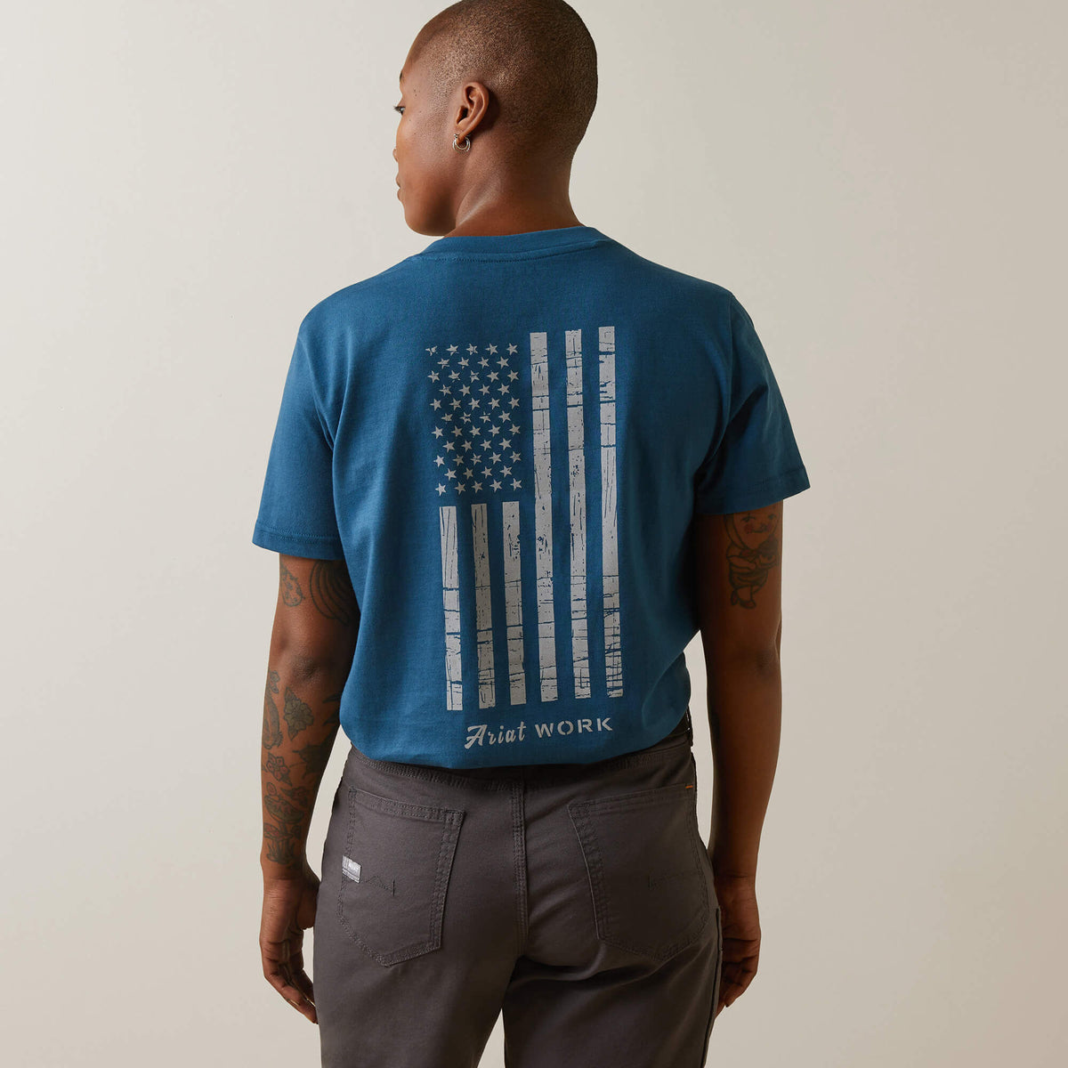 Rebar Cotton Strong American Flag Graphic T-Shirt - Women