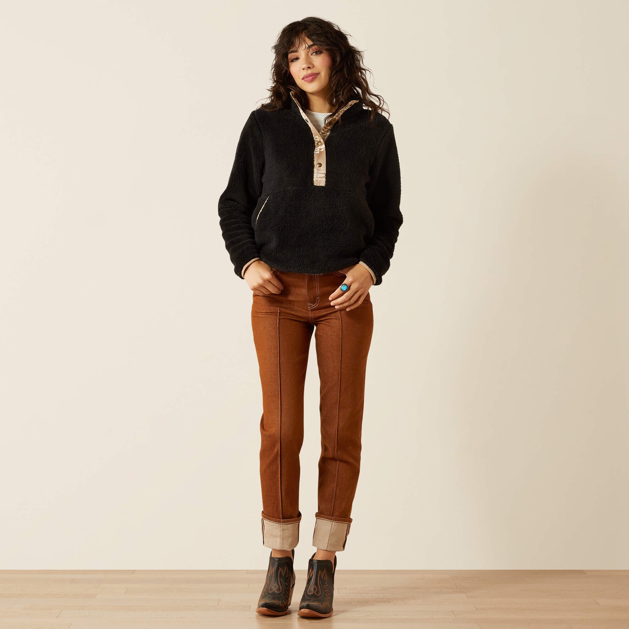 Berber Snap Front Sweatshirt - Women