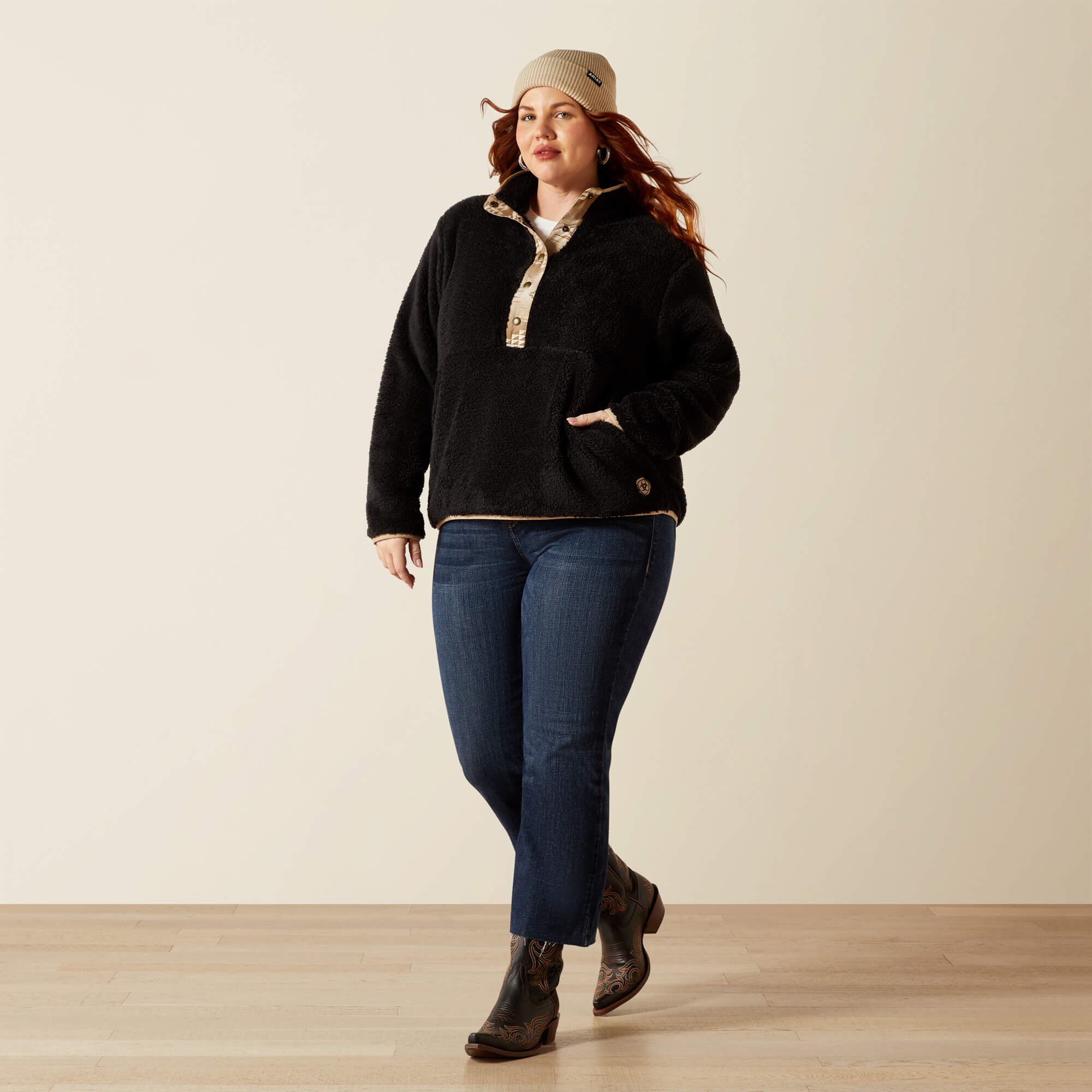 Berber Snap Front Sweatshirt - Women