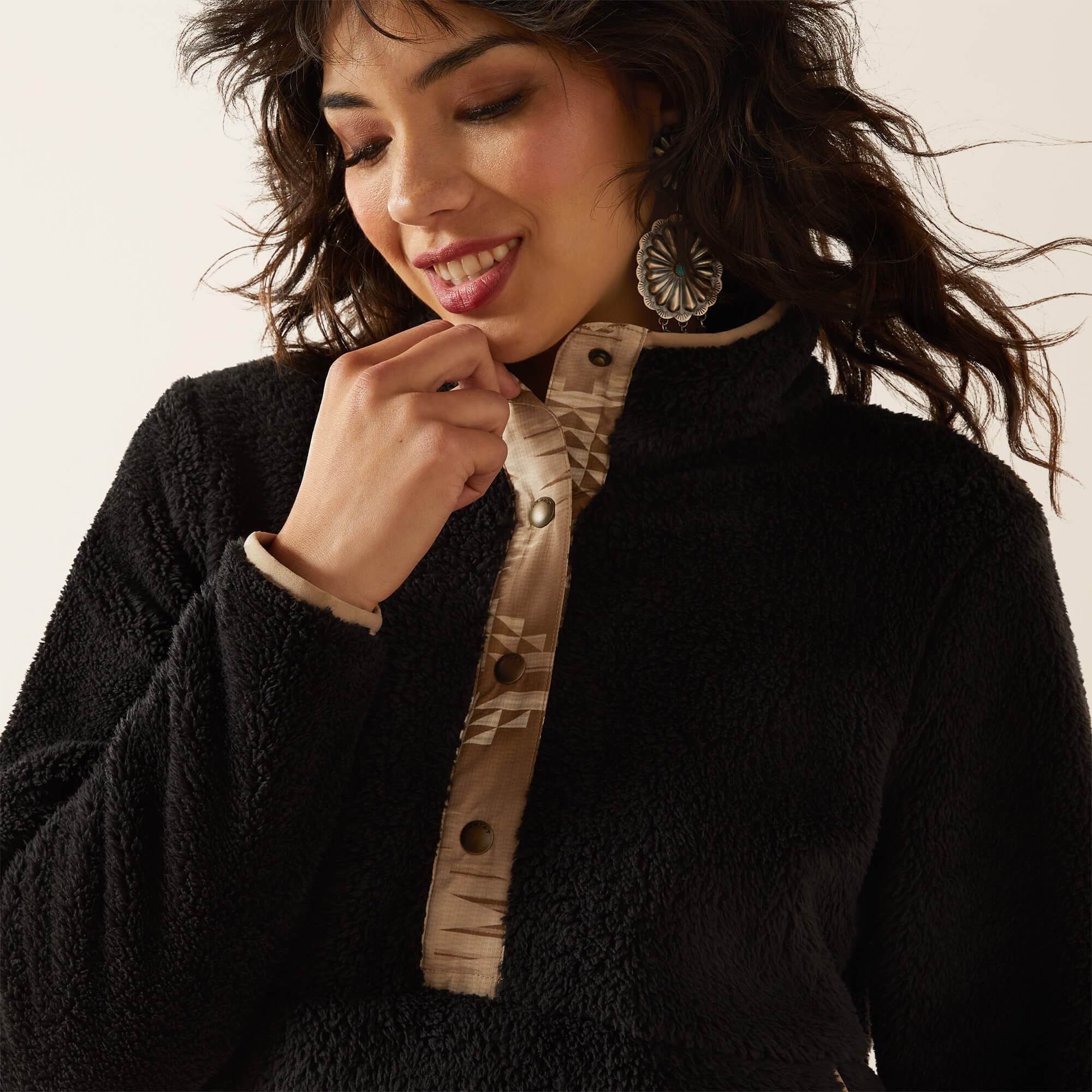 Berber Snap Front Sweatshirt - Women