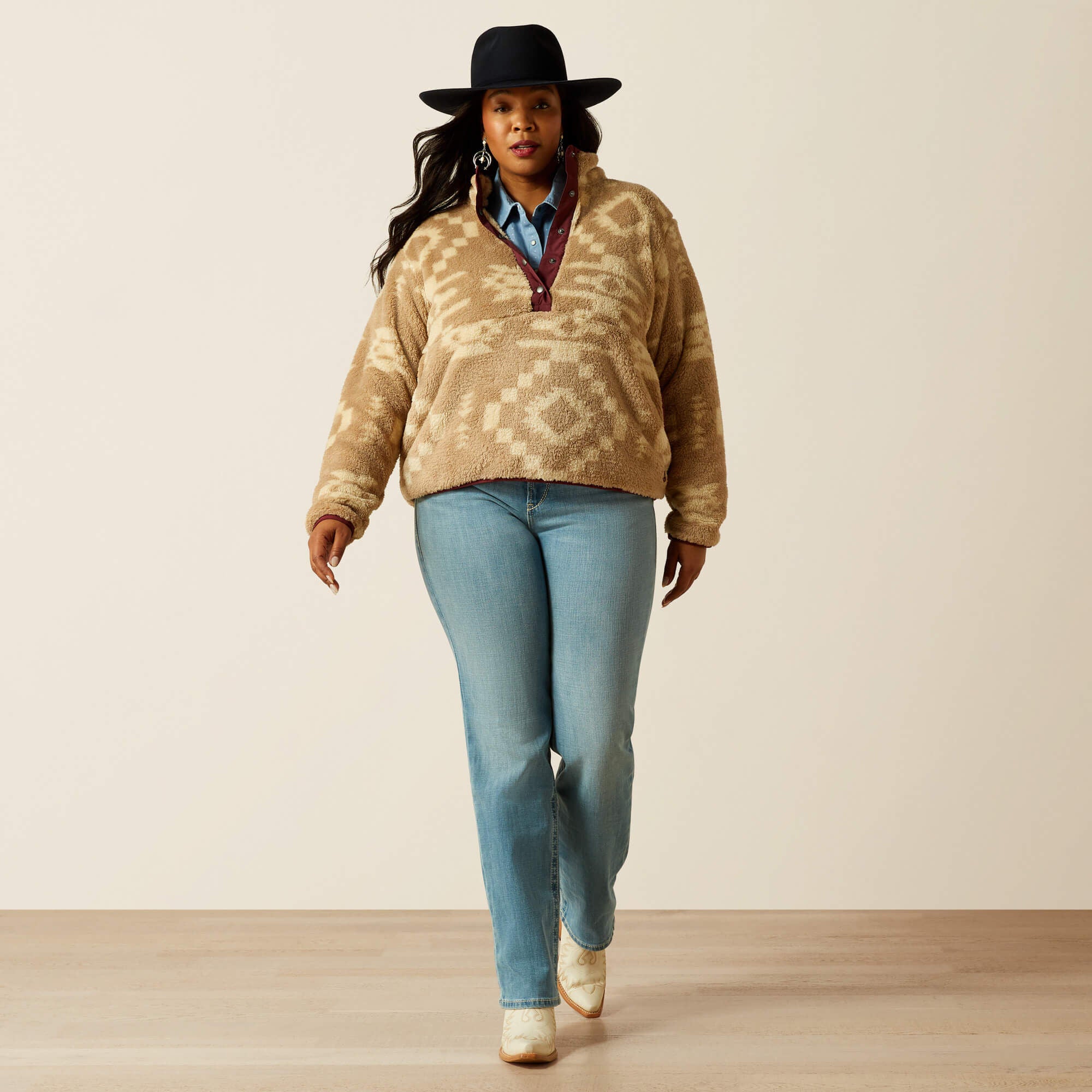 Berber Snap Front Sweatshirt - Women|Trends