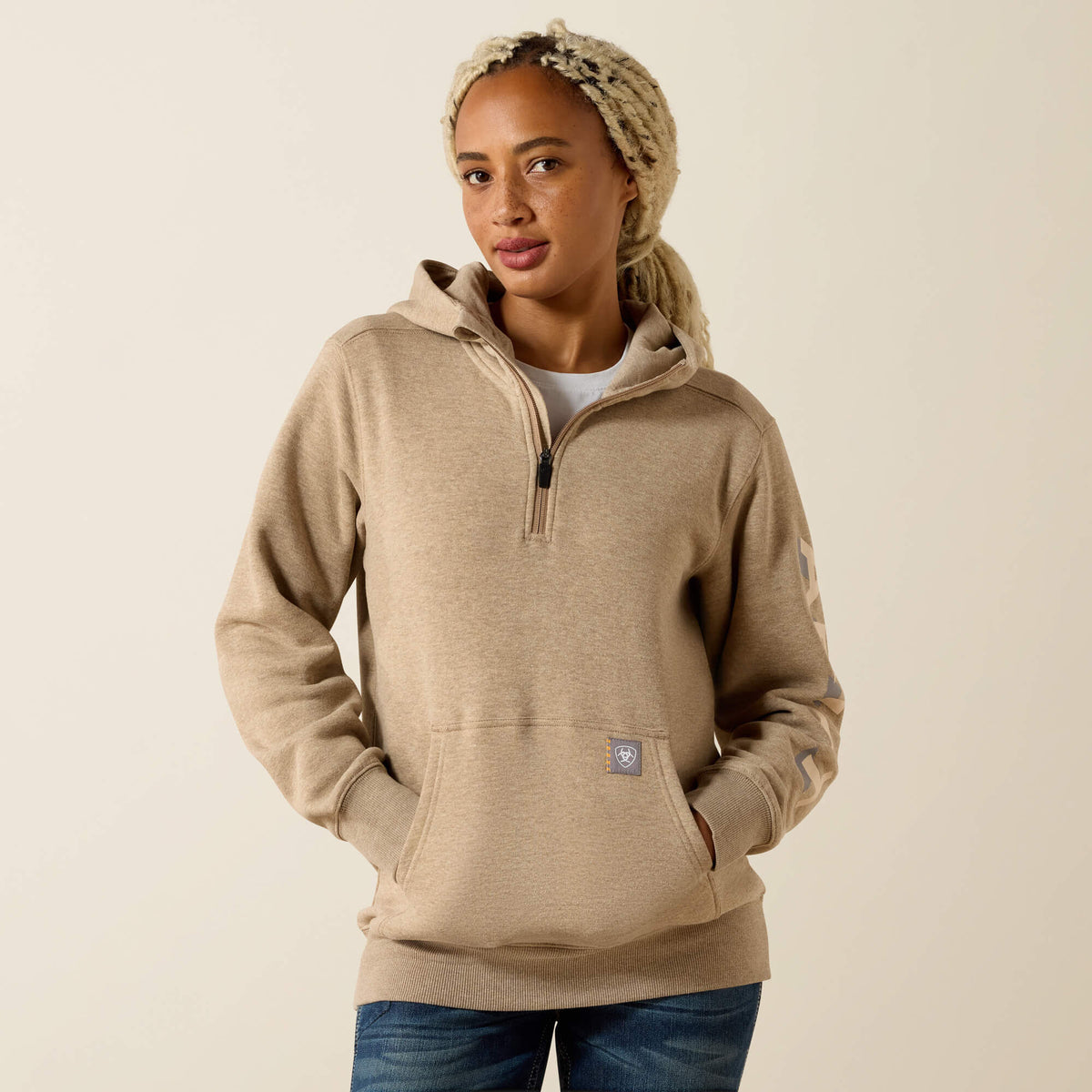 Rebar Lightweight Logo 1/2 Zip Hoodie - Women