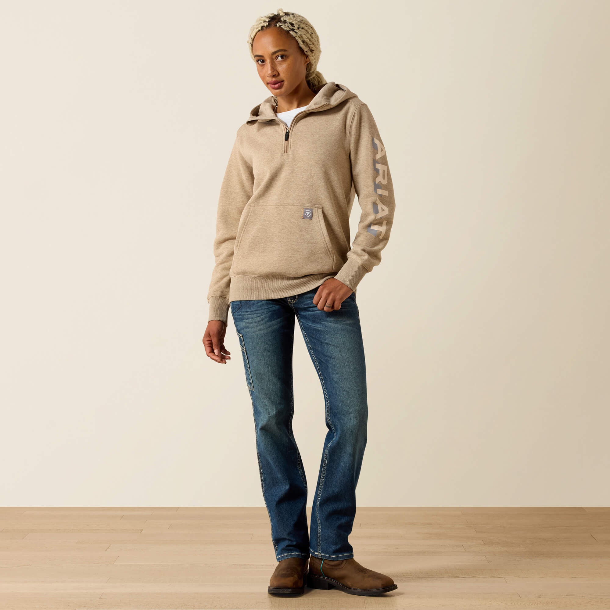 Rebar Lightweight Logo 1/2 Zip Hoodie - Women