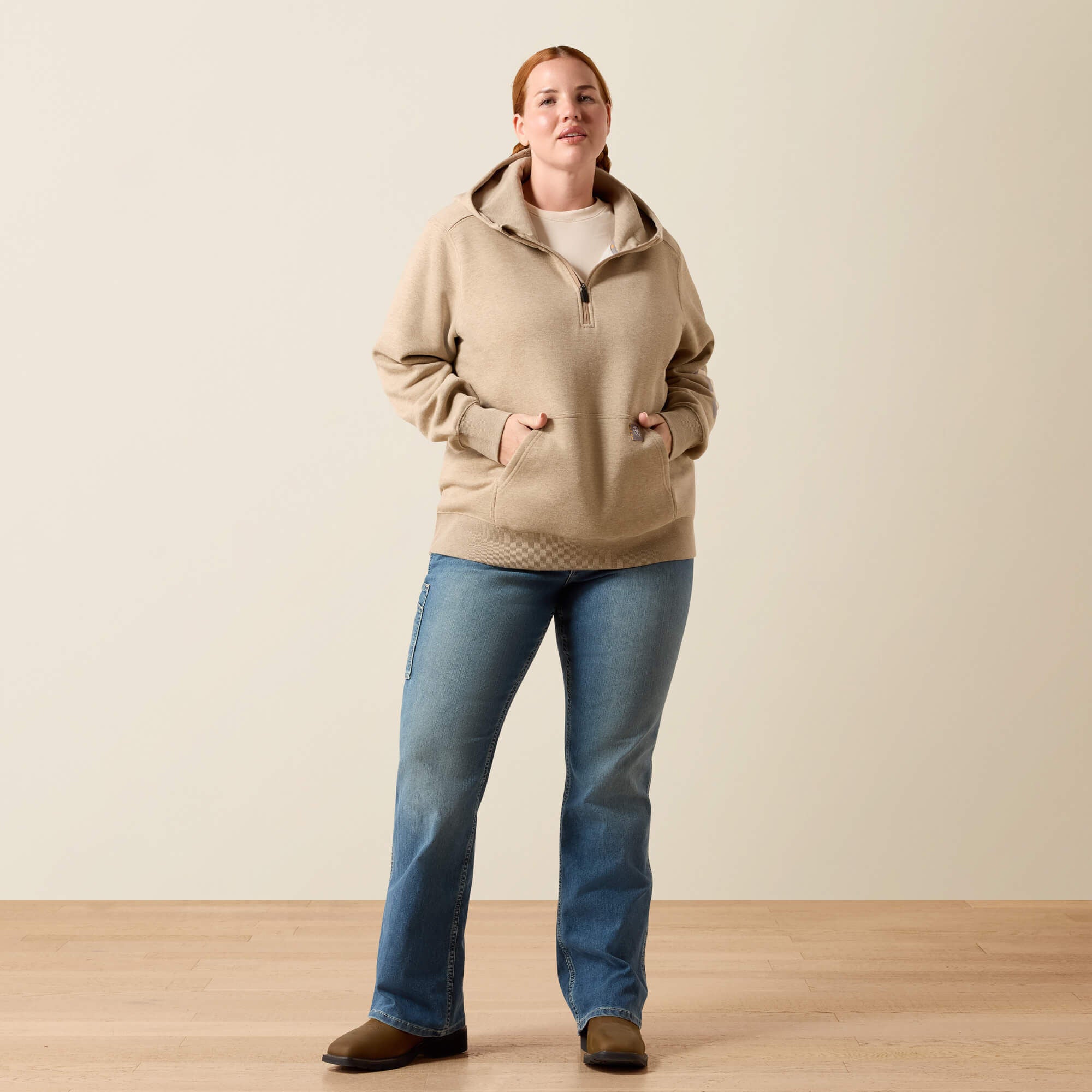 Rebar Lightweight Logo 1/2 Zip Hoodie - Women