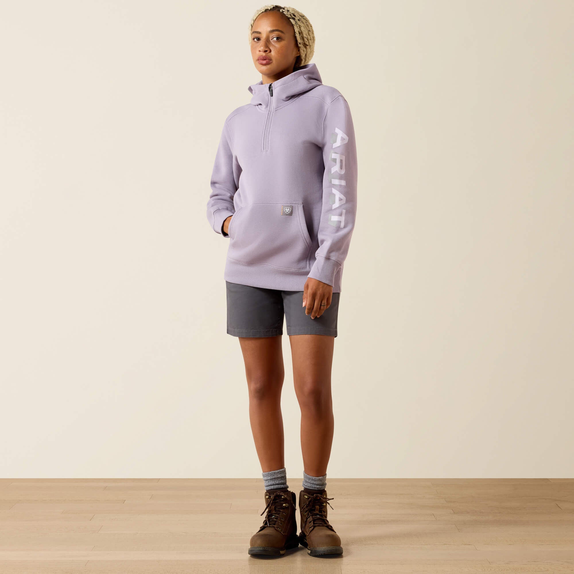 Rebar Lightweight Logo 1/2 Zip Hoodie - Women