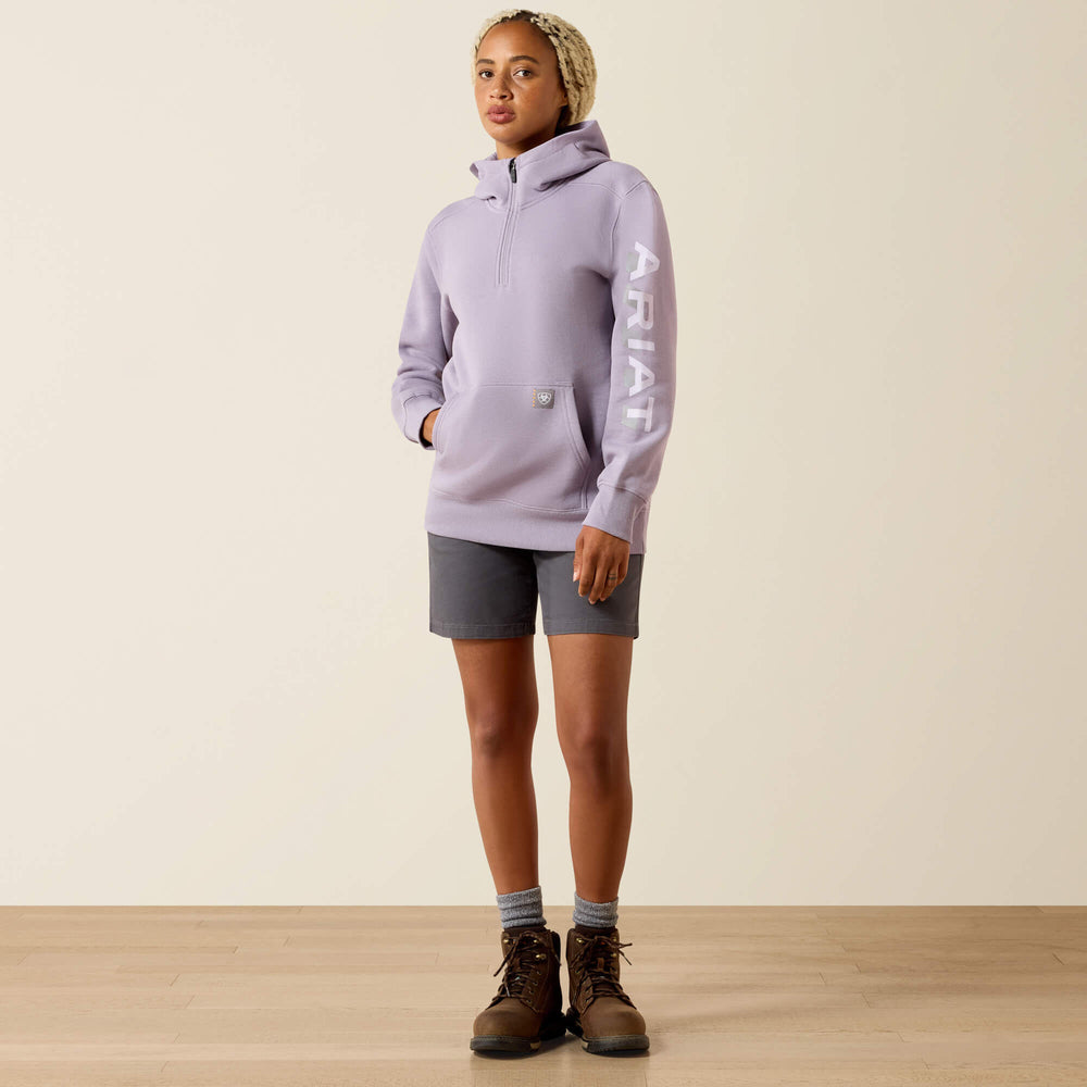 Rebar Lightweight Logo 1/2 Zip Hoodie - Women