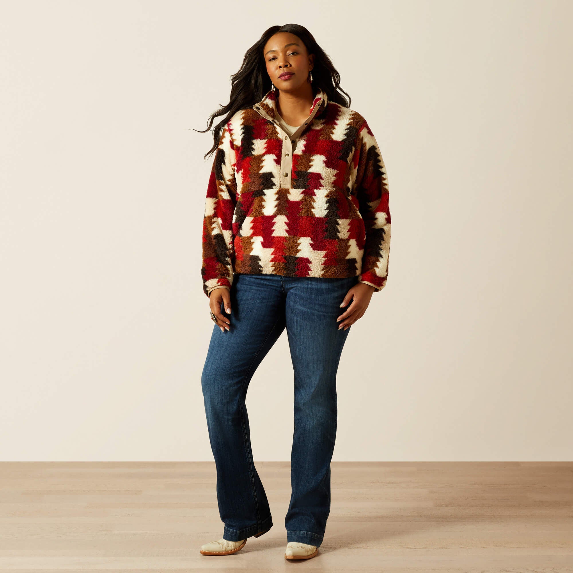 Berber Snap Front Sweatshirt - Women