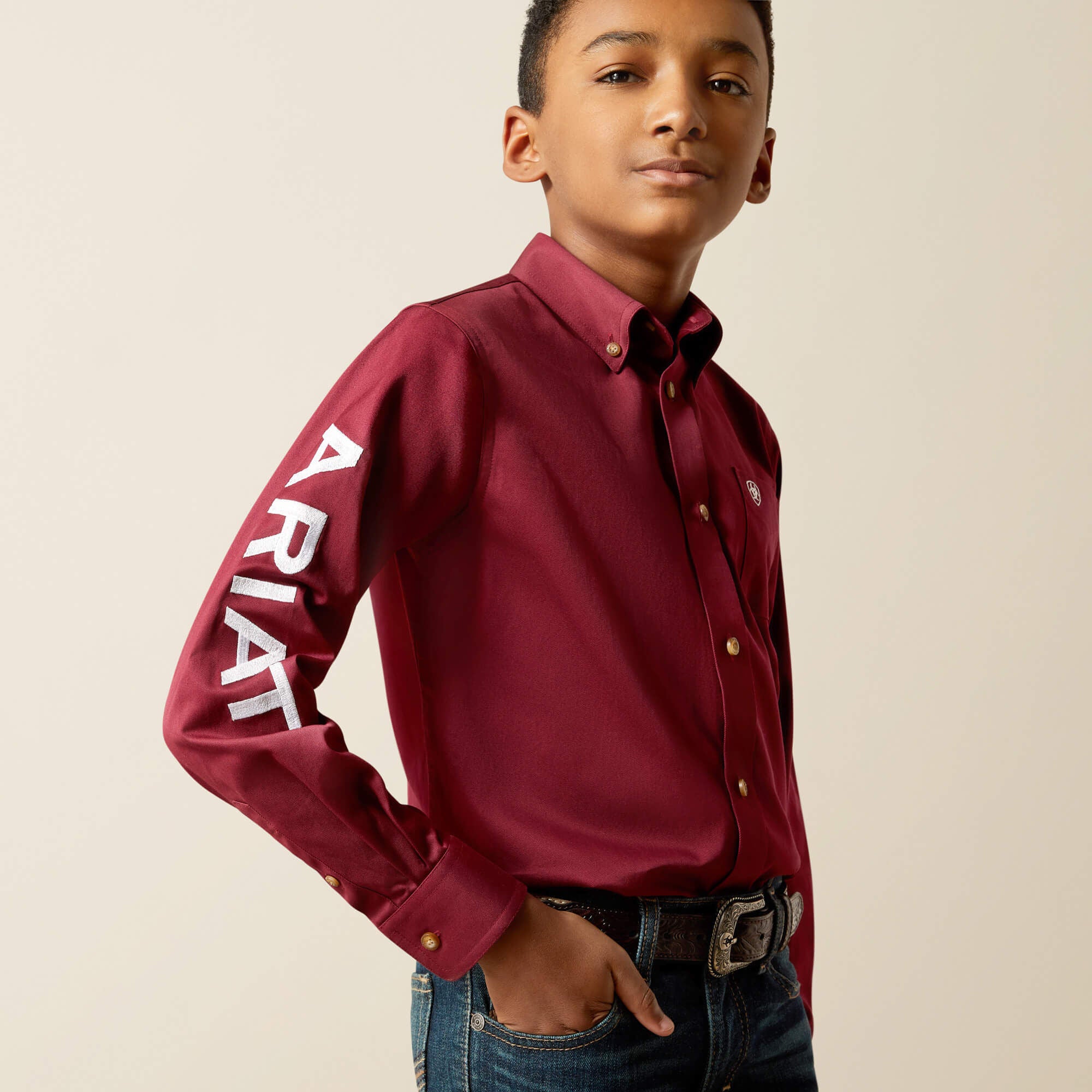 Team Logo Twill Classic Fit Shirt - Kids