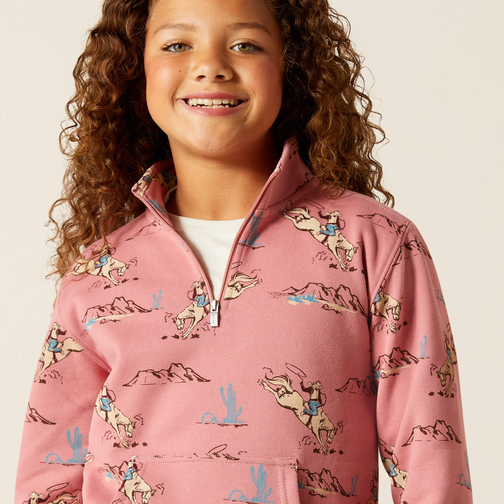 Bronc Scene 1/4 Zip Sweatshirt - Kids
