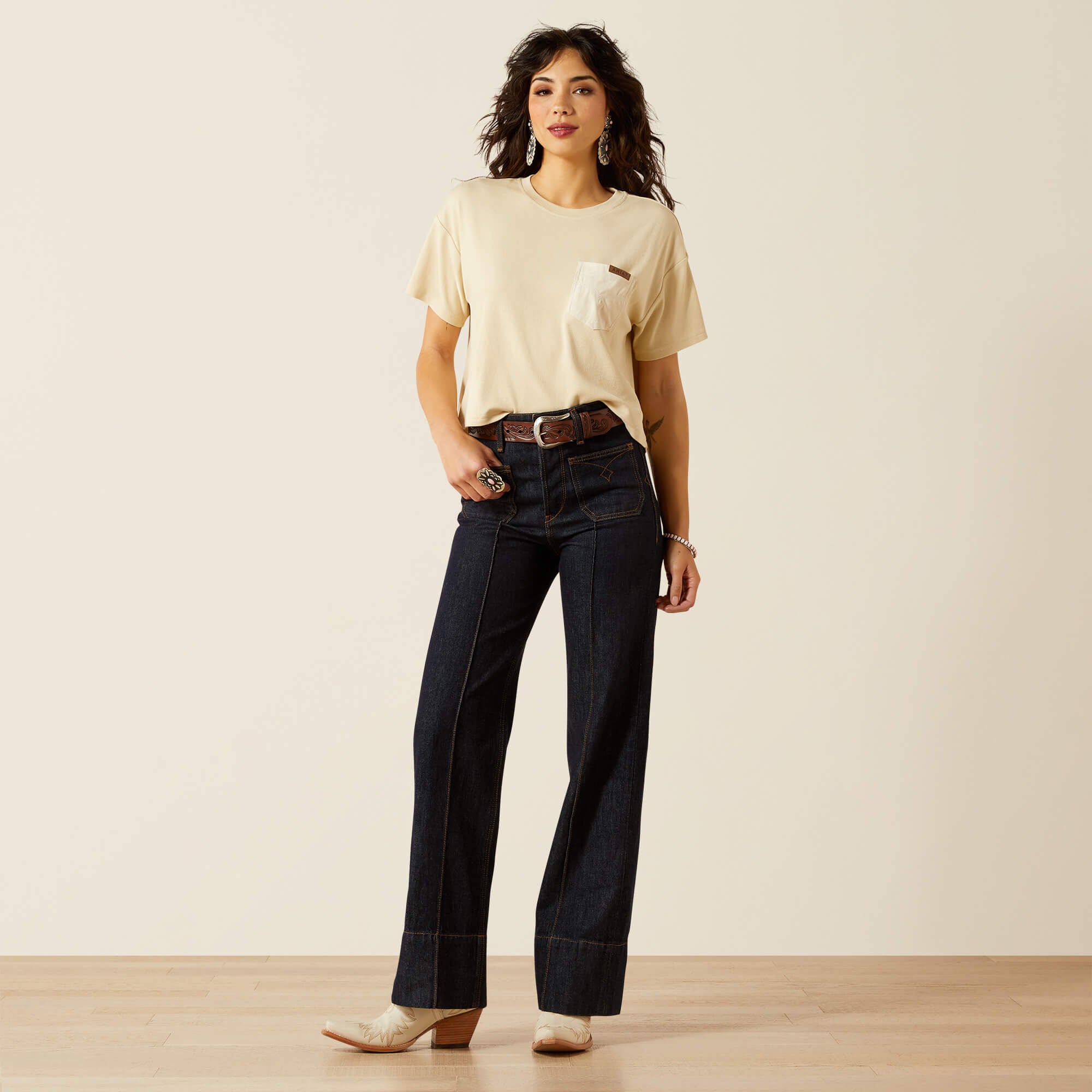 Ultra High Rise Tomboy Western Utility Wide Leg Jean - Trends